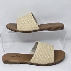 Me Too Rhoda Slide Sandals Raffia Knit Woven Womens 10 Wide Slides Cream Tan